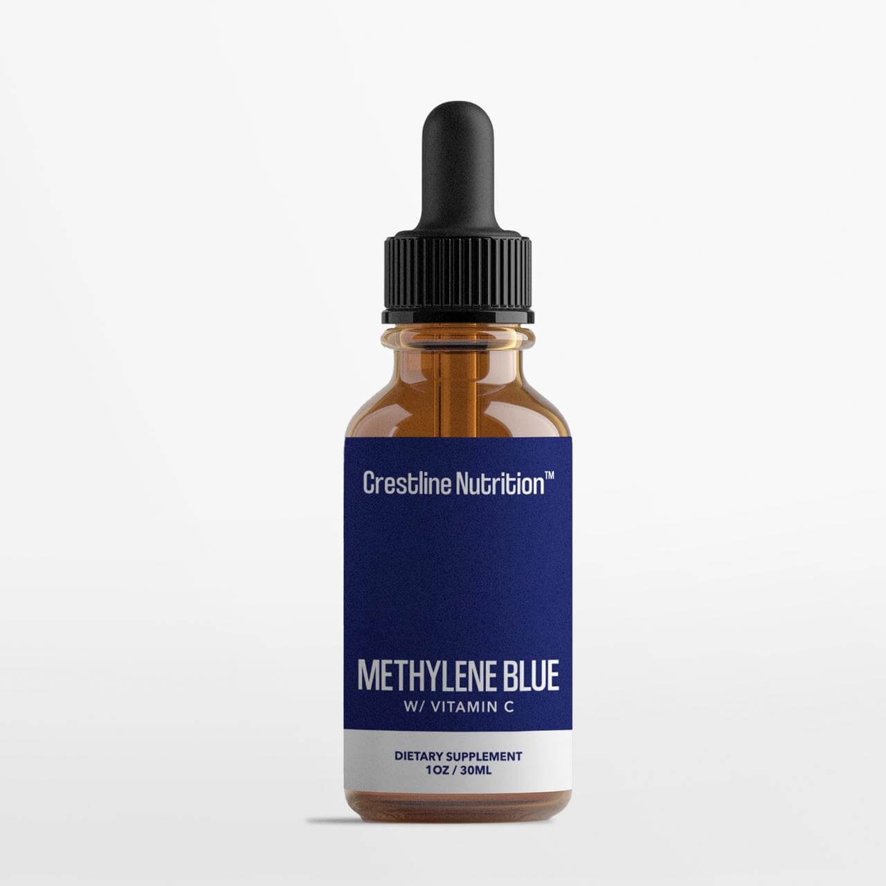 Crestline Methylene Blue dietary supplement with Vitamin C, promoting healthy blood sugar and glucose levels.